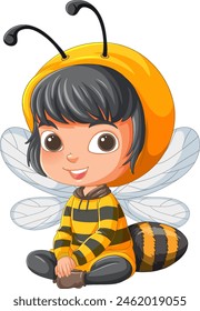 Vector illustration of a child in bee costume