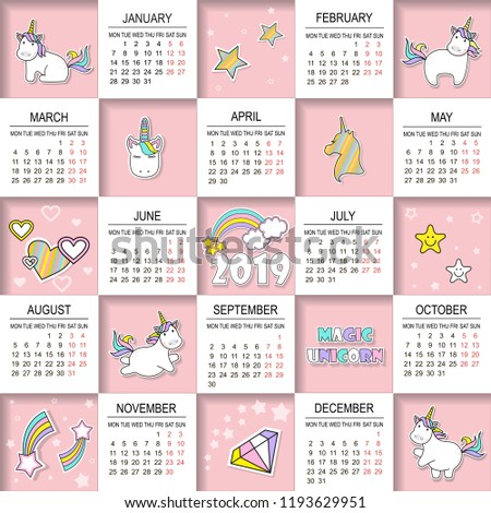 vector illustration child calendar 2019 cute stock vector royalty baby calendar 2019
