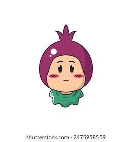 vector illustration of a child character wearing a pomegranate costume