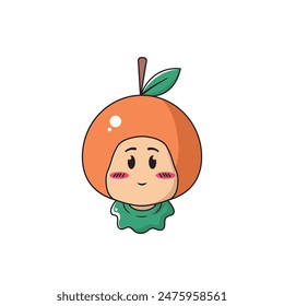 vector illustration of a child character wearing an orange fruit costume