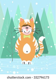 Vector illustration with child in the costume of a cat for your design