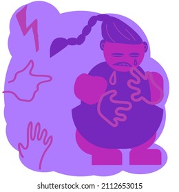 Vector illustration of a child in crisis, crying, being yelled at. Abstract commercial illustration of a child crying.