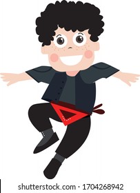 Vector Illustration of a Child Dancing Turkish Zeybek, Turkish Cultural Dance at 23 April Celebration