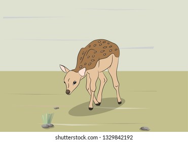 vector illustration child deer lying, vector, outdoors
