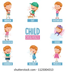 Ilustración Vectorial De Las Enfermedades Infantiles