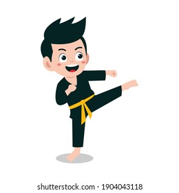 Vector illustration of a child doing pencak silat exercise