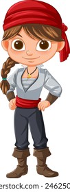 Vector illustration of a child dressed as a pirate