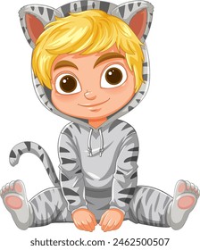 Vector illustration of a child dressed as a tiger