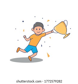 Vector illustration of a child getting an award trophy