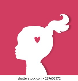 Vector illustration of Child head with heart