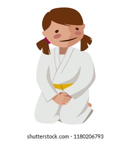 Vector illustration of a child in kimono. Suitable for oriental martial arts such as aikido, judo, karate, jiu-jitsu, budo