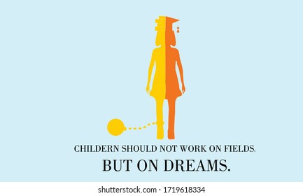  Vector Illustration Of Child Labor Concept.