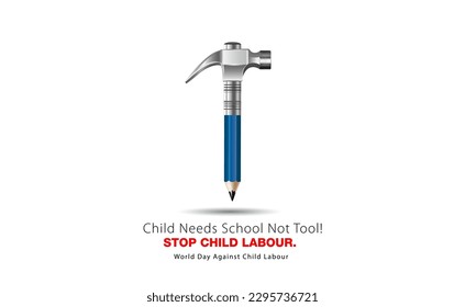 Vector illustration of Child Labor Day Concept. Protest and Stop Child Labour. World Day Against Child Labour. svg