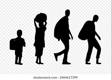 Vector illustration of child labor silhouette on transparent background