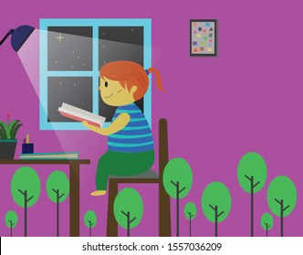 vector illustration of a child learning