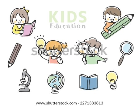 Vector illustration of child learning.