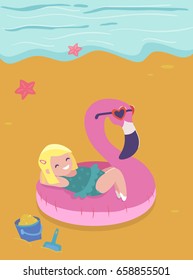 vector illustration of a child on the beach