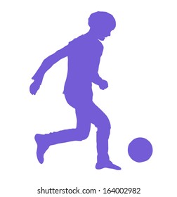 Vector Illustration Of A Child Playing Football Or Soccer