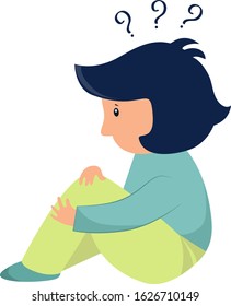 Vector illustration child with questions