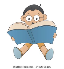 vector illustration of a child reading a book, happy world book day