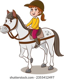 Ilustración Vectorial De Niños En Caballo