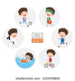 Vector Illustration Of Child Sports