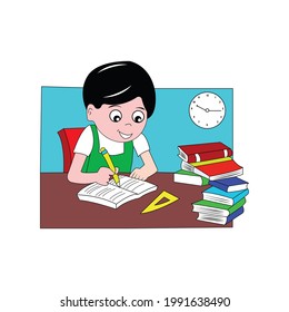 Vector illustration of a child studying, can be uploaded on social media, websites, applications and others