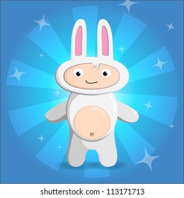 Vector illustration with child in a suit of a rabbit