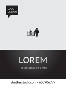 Vector Illustration Of Child Symbol On Sleeping Kid Icon. Premium Quality Isolated Carefully Mother Element In Trendy Flat Style.