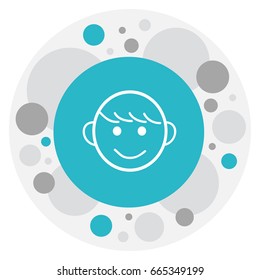Vector Illustration Of Child Symbol On Happy Boy Icon. Premium Quality Isolated Merry Children  Element In Trendy Flat Style.