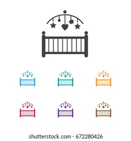 Vector Illustration Of Child Symbol On Cradle Icon. Premium Quality Isolated Nursery Element In Trendy Flat Style.