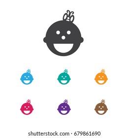 Vector Illustration Of Child Symbol On Childhood Icon. Premium Quality Isolated Daughter Element In Trendy Flat Style.