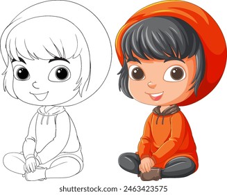 Ilustración vectorial de un niño en dos estilos