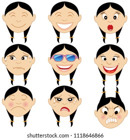 Vector Illustration of a child with various emotion faces. Great for Emoji Emoticons or stickers.