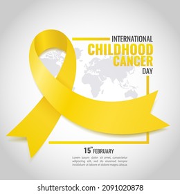 Vector illustration of Childhood Cancer Day. Banner with cancer ribbon.
