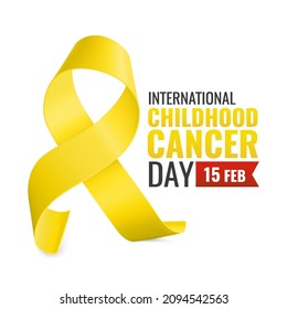 Vector illustration of Childhood Cancer Day. Banner with cancer ribbon.
