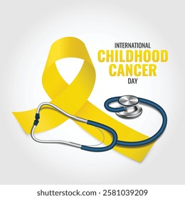 Vector illustration of Childhood Cancer Day. Childhood  Awareness Ribbon.
