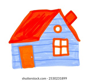 Ilustración vectorial de dibujo infantil de casa