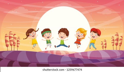 Vector Illustration Of Children