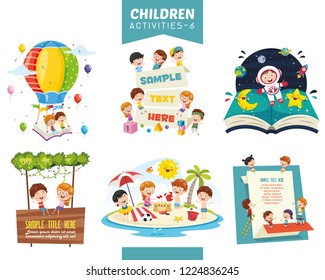 Vector Illustration Of Children Activities Set