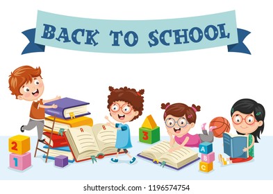 Vector Illustration Of Children Are Back To School