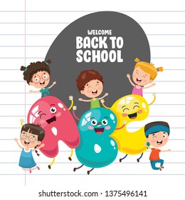 Vector Illustration Of Children Back To School