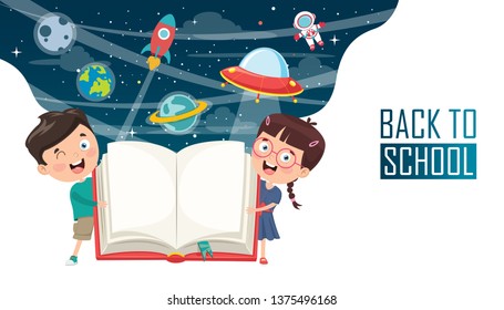 Vector Illustration Of Children Back To School