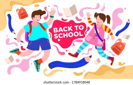 Vector illustration of children Back to school 