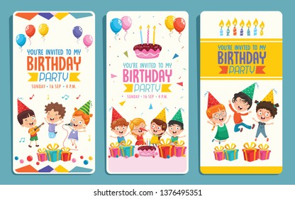 Vector Illustration Children Birthday Party Stock Vector (Royalty Free ...