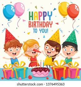 Vector Illustration Children Birthday Party Stock Vector (Royalty Free ...