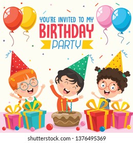 Vector Illustration for Children Birthday Party