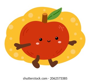 Ilustración vectorial para niños, Cartoon lindo personaje manzana