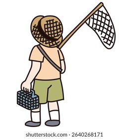 Vector illustration of children collecting insects
