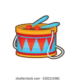 Vector illustration of children colorful drum on white background
